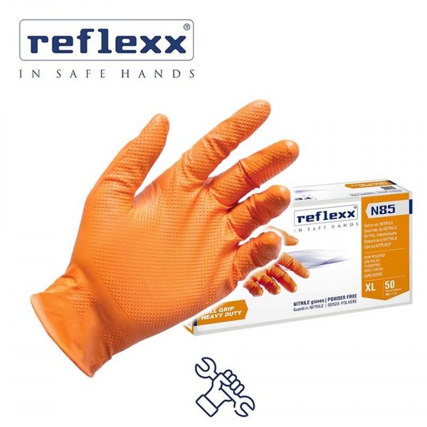 Nitril Rukavice FULL GRIP bez pudera 50/1 – Narandžaste - Image 2